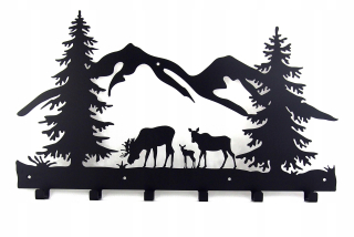 Vešiak do predsiene - Vešiak na stenu pre oblečenie, Elks Forest Puzzle