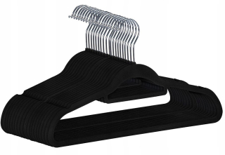 Vešiak do predsiene - Maxi Velor Hanger set 50 kusov čierne