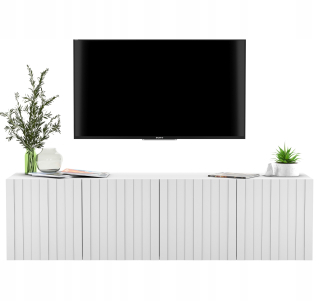 Skrinka pod TV - Závesný RTV skrinka Glamour Hrudy zásuviek biele rohož 150 cm