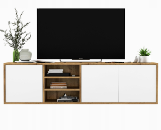 Skrinka pod TV - Závesný RTV Cabinet Industrial Loft White Mat 150