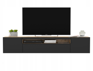 Skrinka pod TV - Závesný RTV Cabinet Industrial Loft Black 200 cm