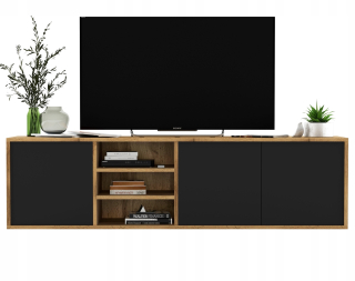 Skrinka pod TV - Závesný RTV skrinka Wotan Black Mate 150 cm