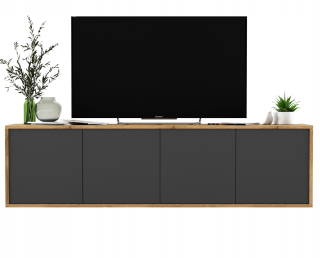 Skrinka pod TV - Závesný RTV skrinka Wotan Graphite Mate 150 cm