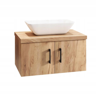 Skrinka do kúpeľne - Sada skrinky so 45 cm lakovaným umývadlom + sifón