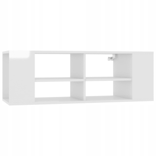 Tv stolík do obývačky - Závesný skrinka pre TV, biely, vysoký lesk, 102x3
