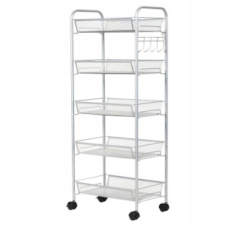 Regál, polica do pracovne - Organizátor Trolley na kolesách s 5 košmi 104 cm