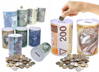 Pokladnička pre deti - XXL Big Metal Piggy Bank Can A Can Pln 200 Pln Peniaze