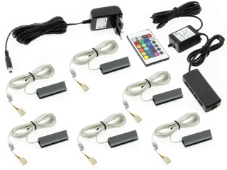 Nastavte 6 x LED PVC RGB Clip pre sklenené police Clipsy