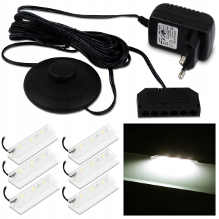 Osvetlenie nábytku - Nastavte 6x LED sponu pre B. Neutrálna sklenená polica