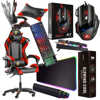 Herné kreslo - Herná sada LED Keyboard Mouse Stoličky Prehrávač
