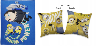 Prikrývka, prehozy na posteľ - Fleece prikrývka + vankúš 40x40 Minionki Gru