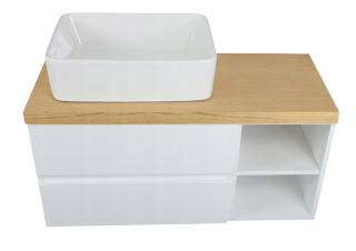 Skrinka do kúpeľne - MDF umývadlo s dreveným horným 100 cm