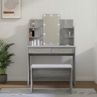 Toaletný stolík - So Gray Oak So s toaletným stolom a osvetlením LED