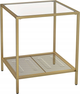 Nočný stolík - Zlaté kovové stolové sklo top deco pôvab