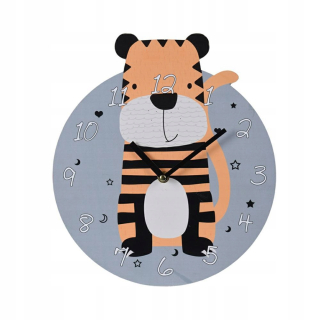 Detské hodiny do izby - Okrúhle nástenné hodiny detský tiger 26 cm scandi