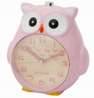 Detské hodiny do izby - Detský budík Pink Owl W/A