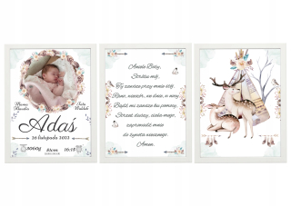 Detský obraz - Obrázok pre detskú detskú izbu Teddy Bear Boho 40 cm