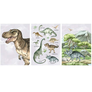 Detský obraz - Dino Wall Clock tichý mechanizmus O-827