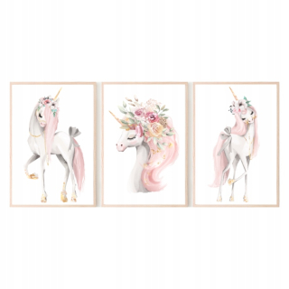 Detský obraz - Sada 3 plagáty A3 Unicorn nr.1