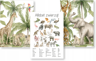 Detský obraz - Sada 3 plagáty A4 Safari Alfabet Pl