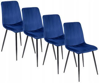 Kuchynská, jedálenská stolička - 4x set ibis stolička námornícke modré čalúnené podkrovie
