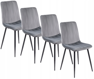 Kuchynská, jedálenská stolička - 4x set ibis stolička šedá velor čalúnená
