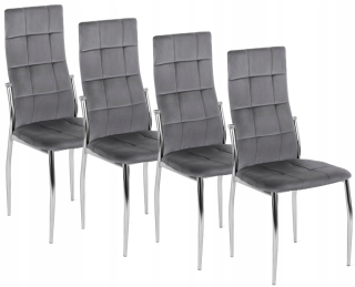 Kuchynská, jedálenská stolička - 4x Set Molly stolička šedá čalúnená podkrovie
