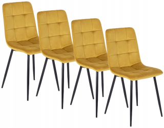 Kuchynská, jedálenská stolička - 4x Set Peruova stolička horčica Velor Loft