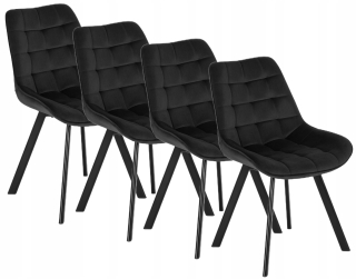 Kuchynská, jedálenská stolička - 4x Set Rick Rick Black čalúnené podkrovie