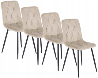 Kuchynská, jedálenská stolička - 4x Robinova stolička Set Beige Velor jedáleň podkrovie