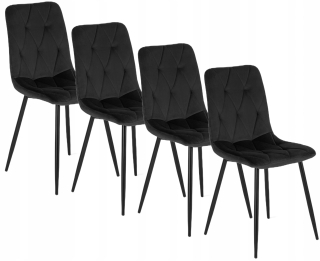 Kuchynská, jedálenská stolička - 4x kreslo Robin Black Velor Loft Salon