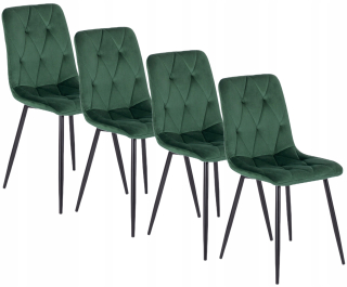 Kuchynská, jedálenská stolička - 4x Set Robin Green Cholstered podkrovie stoličky