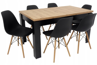 Stôl so stoličkami do obývačky - Sada 6 stoličiek a tabuľka 80x140/180 cm remeselnícky tok