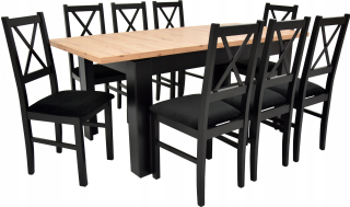 Stôl so stoličkami do obývačky - Sada 8 drevených stoličiek a stôl 80x140 pre obývaciu izbu