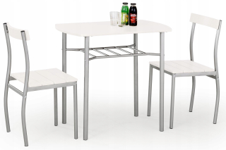 Kuchynská linka - Lance Set Table + 2 biele stoličky Halmar