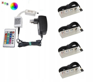 Osvetlenie nábytku - LED RGB 4 X PVC Clip pre sklenené police pi