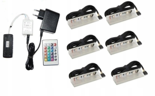 Osvetlenie nábytku - LED RGB6XKLIPS PVC Set pre pilotné sklenené police