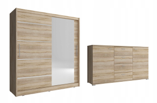 Šatníková skriňa do študenskej izby - Posuvná šatníka so zrkadlom 200 cm Wotan Loft