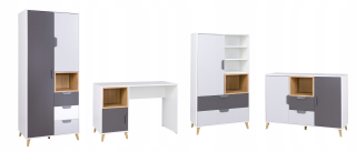 Sektorový nábytok do študenskej izby - RTV Play Cabinet White High Gloss + LED 160