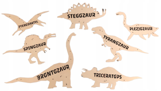 Destké samolepky - Drevené set dinosaury pre stenu 7 ks