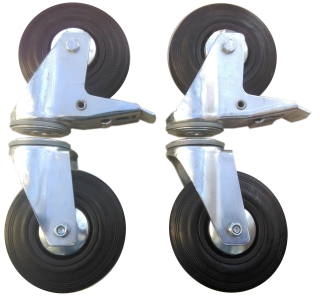 Kolieska na nábytok - Sada kolies 4 ks. 125 mm otvor 12 mm 380 kg šunky.