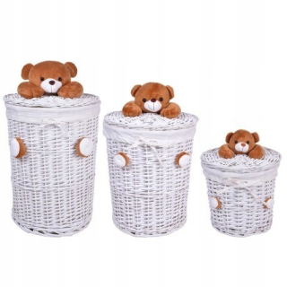 Úložný box pre deti - Sada prútených košov Miś 15L 40L 75L