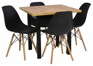 Stôl so stoličkami do obývačky - Nastavte tabuľku 80x80 cm skladanie a 4 stoličky