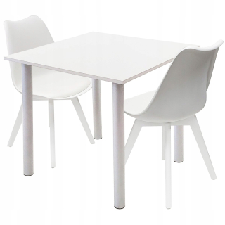 Jedálenská zostava, set - Sada Lugano Table 80 Biele 2 stoličky Norden White