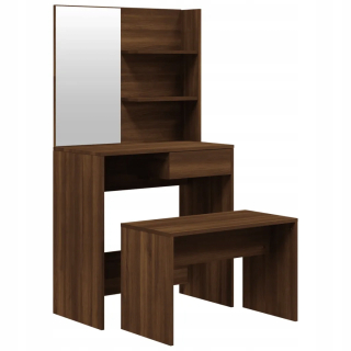 Toaletný stolík - Set s toaletným stolom, hnedý dub, 74,5 x 40x141 cm