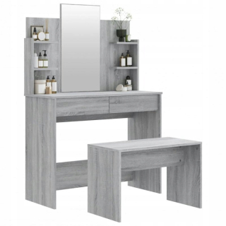 Toaletný stolík - Set s toaletným stolom, Gray Sonoma Oak, 96 x 40 x 142