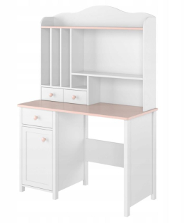 Detský písací stôla do detskej izby - Stôl s rozšírením pre dievča Luna White+ Pink