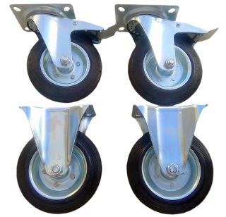 Kolieska na nábytok - Sada kolies 4 kruhy. Kruhové kolesá 125 mm.