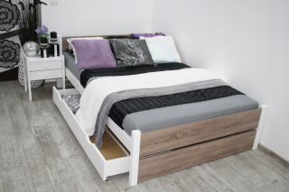 Posteľ do spálne - Bella Bed Truffle Oak 120x200 +matrac +zásuvka