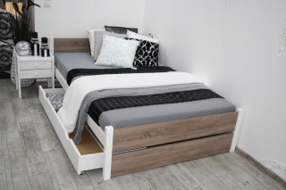Posteľ do spálne - Bella Wood Bed Hruffle Oak 120x200 + rám